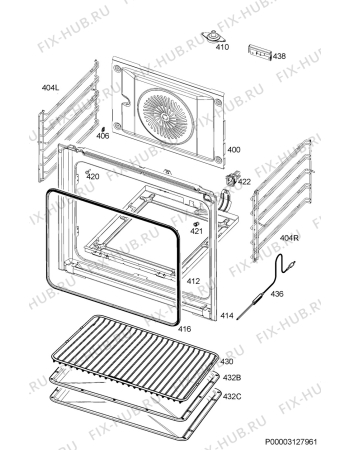 Взрыв-схема плиты (духовки) Aeg BCK45622YM - Схема узла Oven